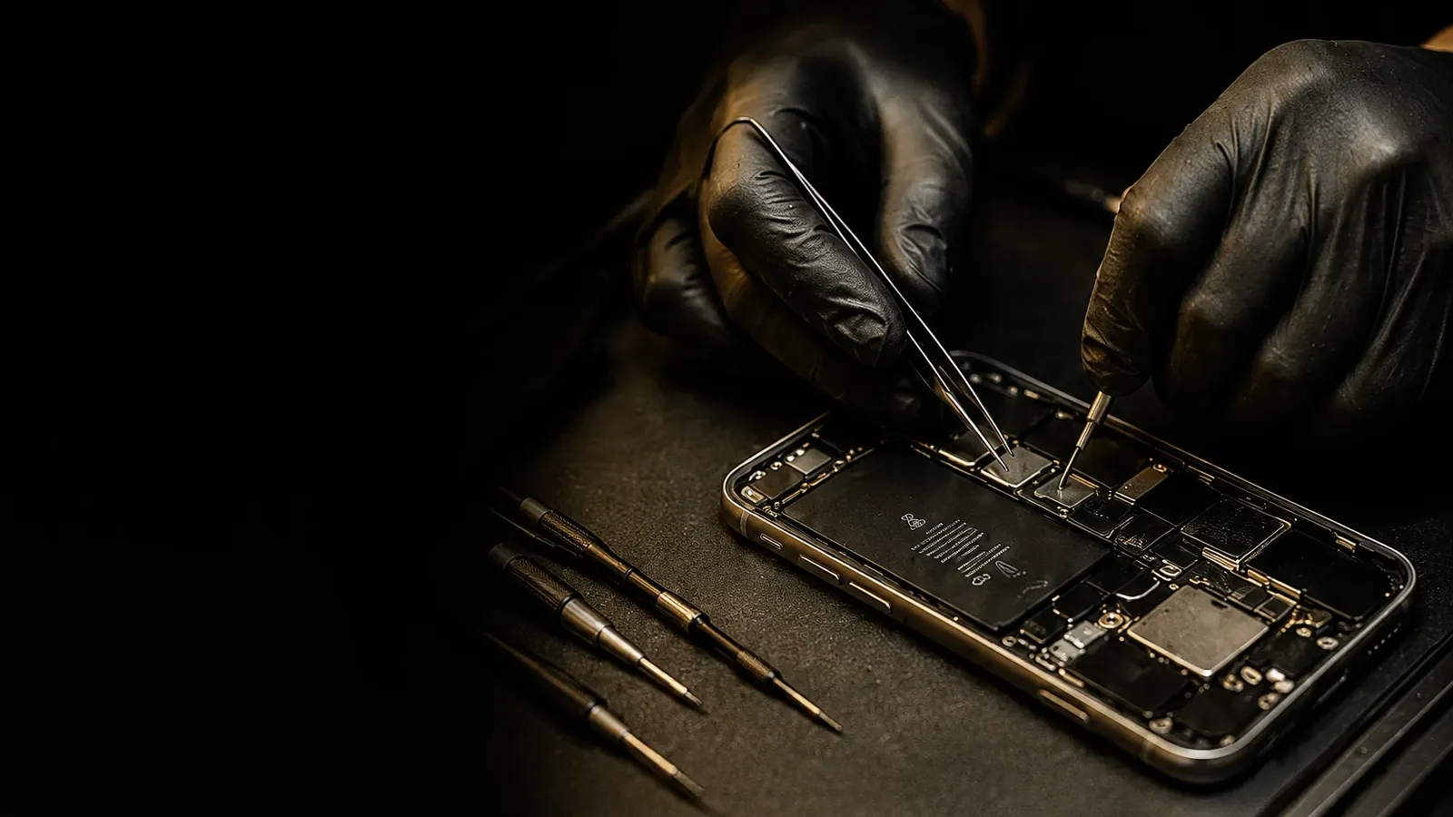 Trabajo de reparación de un teléfono